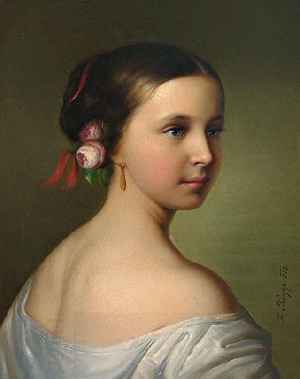 unknow artist Portrait of a young woman with roses in her hair China oil painting art